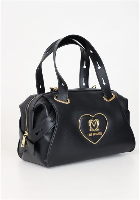 Black women's handbag with heart plaque and logo LOVE MOSCHINO | JC4119PP1LLB0000